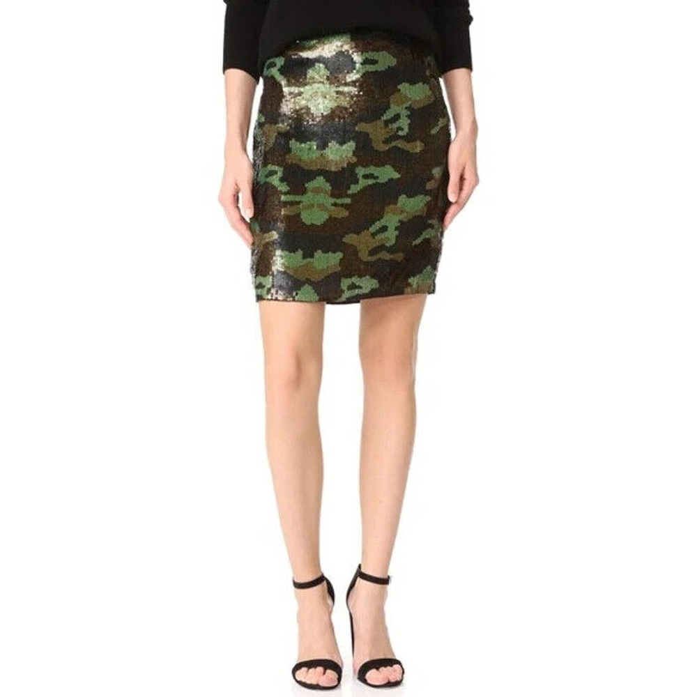 L'AGENCE NWT $595 Sequin Embellished Camouflage Camo Phoebe Mini Skirt Size XS 2